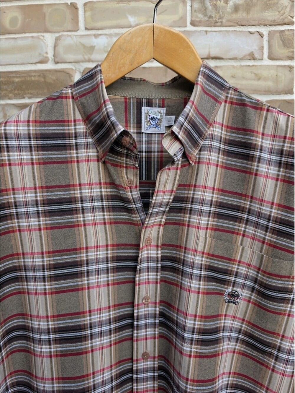 Cinch Mens XL Western Shirt Brown Red Plaid Long Sleeve Button Down Ranch